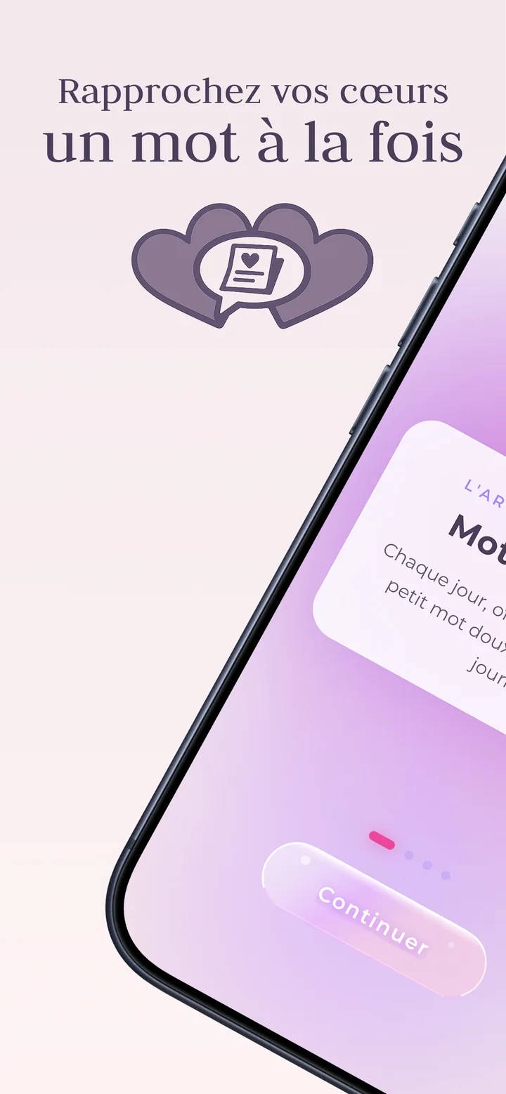 Écran de bienvenue de l'app UnMotPourToi